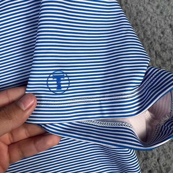 Twillory Polo Shirt Mens Large Blue Pink Striped Athleisure Performance Golf - Picture 5 of 9